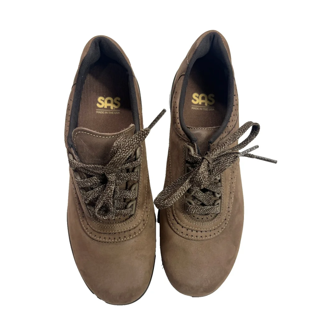 SAS Walk Easy Shoes Size 8 M Brown Nubuck Leather Comfort‎ Made USA New W/O Box